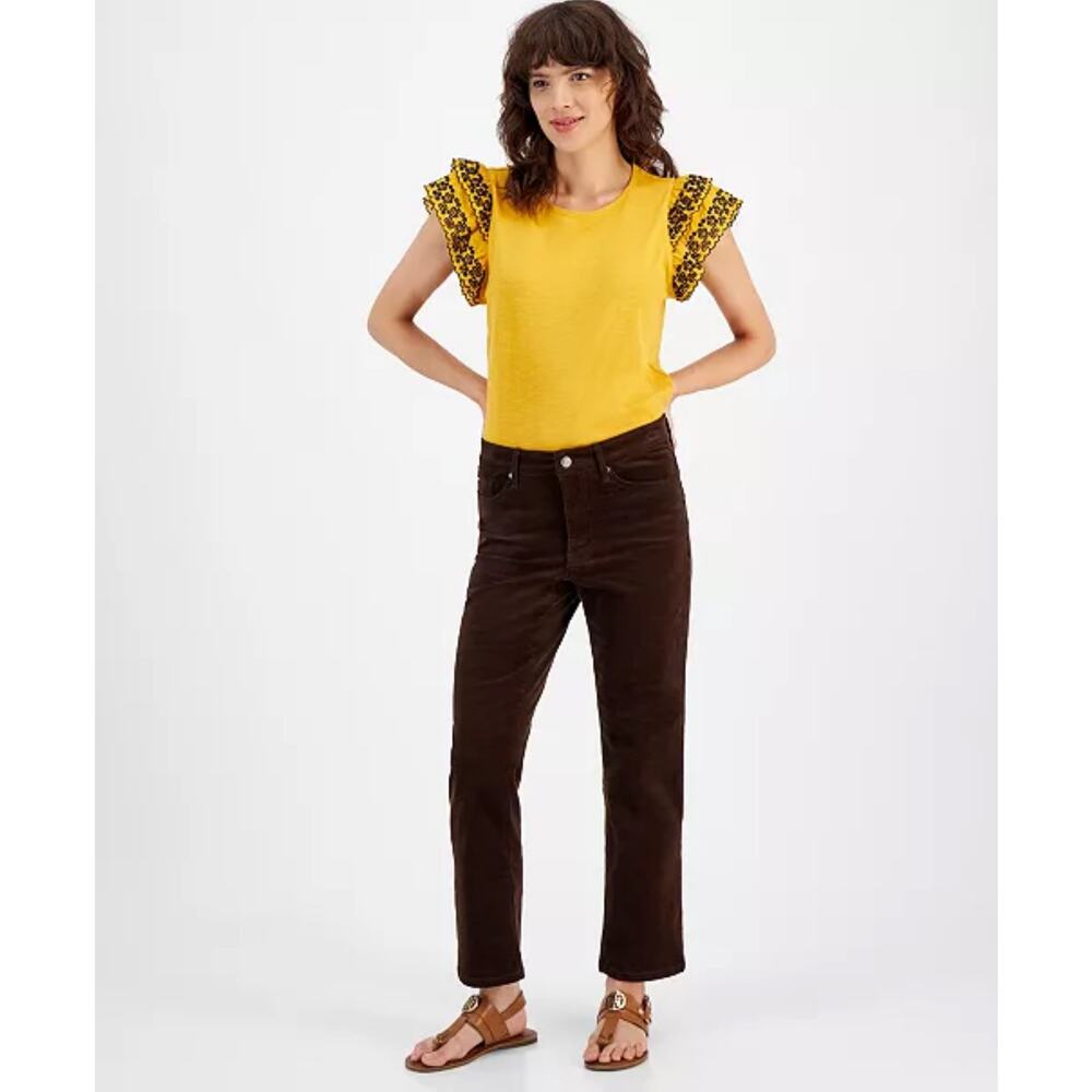 Tommy Hilfiger Women's Straight-Leg Cropped Corduroy Pants,‎ Size 4 Classic Slim
